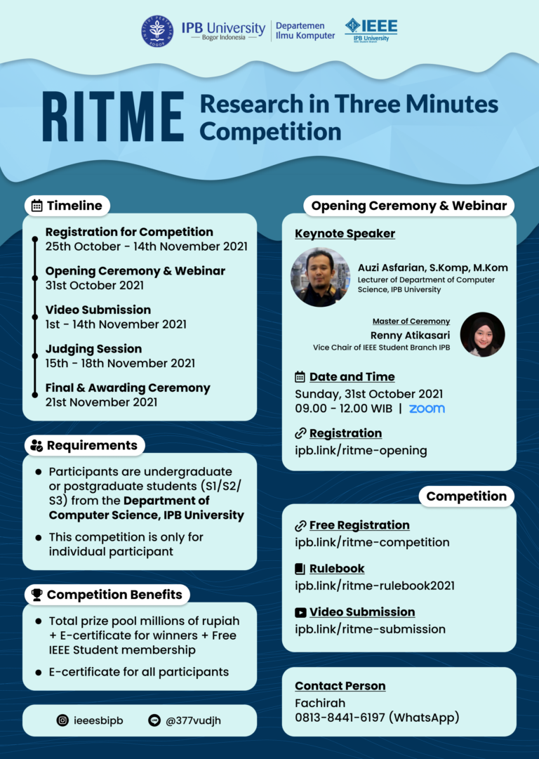 Research in Three Minutes (RiTMe) Competition IEEE Student Branch IPB University