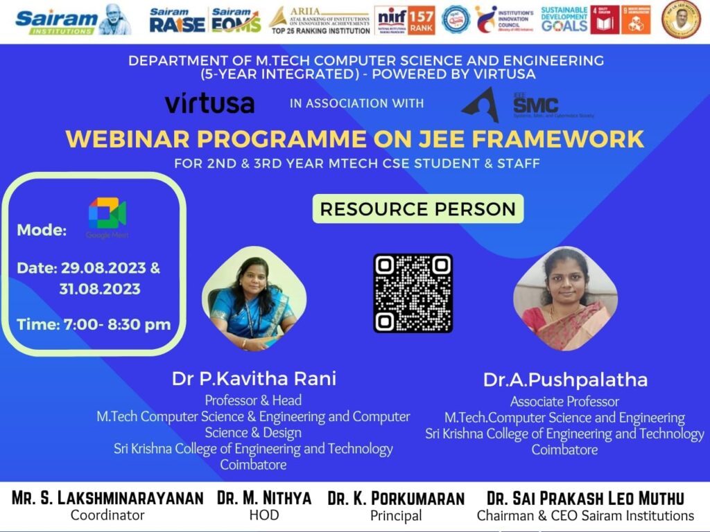 WEBINAR PROGRAMME ON JEE FRAMEWORK