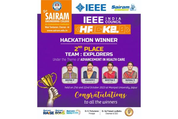 2nd Place in IEEE  Hackathon