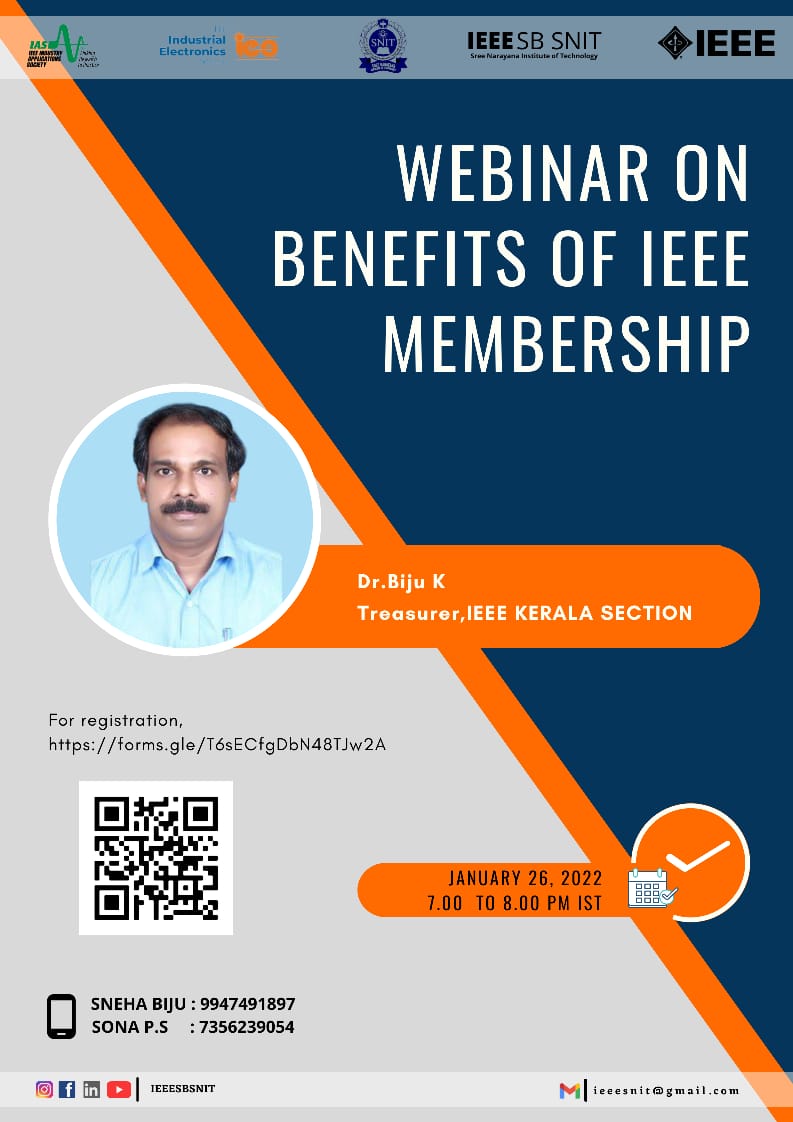 Benefits of IEEE Membership IEEE Sree Narayana Institute Of Technology