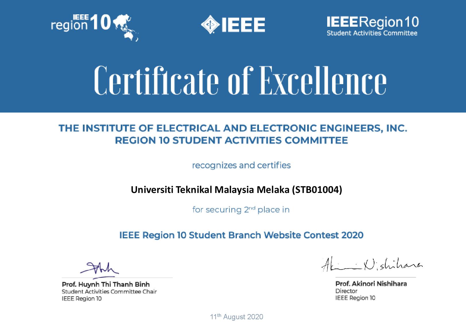 RESULTS OF IEEE REGION 10 STUDENT BRANCH WEBSITE CONTEST 2020 - IEEE ...