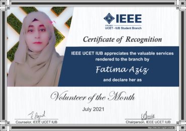 Fatima Aziz - Volunteer of the Month - July 2021